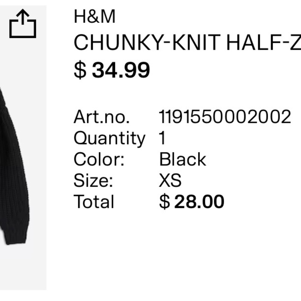 H&M Dark Gray Knit Half-Zip Sweater